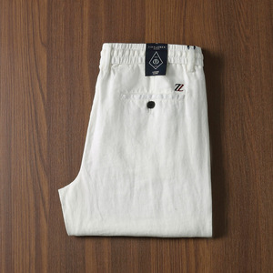 <span class=keywords><strong>Pantaloni</strong></span> da uomo larghi dritti in vita <span class=keywords><strong>con</strong></span> coulisse traspirante Casual in <span class=keywords><strong>lino</strong></span> sottile estivo - Product Image 4