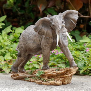 Scultura di <span class=keywords><strong>Elefante</strong></span> in Resina Dipinta a Mano con Base Naturalistica, Statuetta Animale da Scrivania per Arredamento Casa e Ufficio - Product Image 1