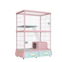 Cage pliante pour chien et chat avec 2 étages et 2 portes Cage pour animaux de compagnie avec plateau abs