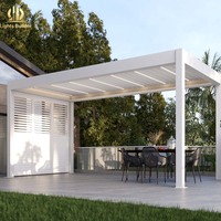 Pergola bioclimatique en aluminium avec toit à lames orientables électrique, imperméable, pour jardin, pavillon de resort, protection solaire