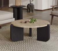 Table basse de luxe moderne pour salon et appartement, plateau rond en marbre