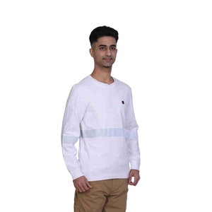 Chemise de travail pour homme T-shirt de soudage résistant aux flammes Vêtements de sécurité <span class=keywords><strong>anti</strong></span>-rayonnement en coton FR avec bande réfléchissante Blanc - Product Image 1