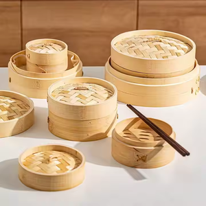 Pequeño pedido chino alto 12 pulgadas bambú Vegetalble vapor conjunto madera hecho a mano cocina amarilla con mango para dumpling <span class=keywords><strong>Dim</strong></span> <span class=keywords><strong>Sum</strong></span> - Product Image 2