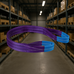 Sangles plates en polyester Fervi, extrémités violettes et bleues, longueur 2 m, équipement de levage robuste - Product Image 3
