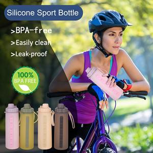 Bouteille d'eau pliable en silicone de qualité alimentaire 600ml 750ml sans BPA, portable, anti-fuite, résistante à la chaleur, réutilisable, tasse de voyage pour l'extérieur - Product Image 2