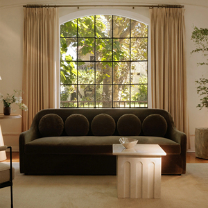 Canapé trois places minimaliste en tissu de style français avec design en rangée droite - Product Image 2