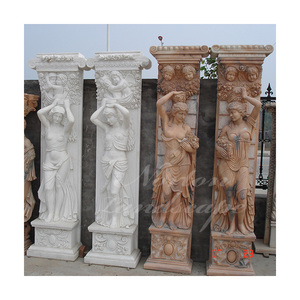 Porte en pierre de granit décorative de maison utilisée conception de pilier de colonne carrée de marbre blanc à vendre - Product Image 4
