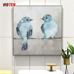 100% dipinto a mano moderno arte Vintage animale <span class=keywords><strong>dipinti</strong></span> colorati di uccelli cornice allungata Wall Art pronto da appendere - Product Image 5