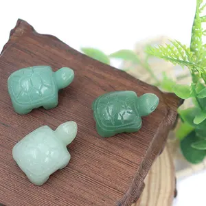 Kristal Alami Batu Penyembuhan Penyu Laut Mini Patung-patung Hewan Hijau Aventurine Penyu Ukiran Patung Figurine Batu Kerajinan