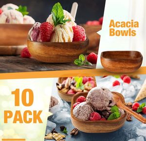 Bol de service carré en bois d'acacia naturel poli, écologique et très populaire, idéal pour les fêtes - Product Image 3