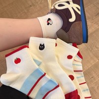 Femmes mignon blanc cheville chaussettes courtes respirant maille été Style polyvalent pour les filles mince tricoté techniques dessin animé motif manchette