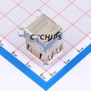 USB-U264-BJS USB Connector Bent Lead Through Hole Connector Type-A USB 2.0 Female Right Angle Insert - Product Image 2