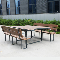 Mobilier extérieur Table de pique-nique de camping commerciale en bois avec chaise Restaurant Table à manger extérieure du parc et banc de dossier