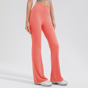 Pantalon de yoga sans couture avant pour femme, taille haute, effet push-up, micro-évasé, respirant, léger, long, idéal pour l'été et les activités sportives - Product Image 4
