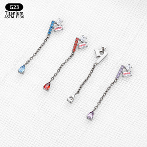 G23 Titanium Drop <b>Earrings</b> 25mm <b>Tassel</b> Teardrop Shape Zircon Set Chain Everyday Wear - Product Image 4