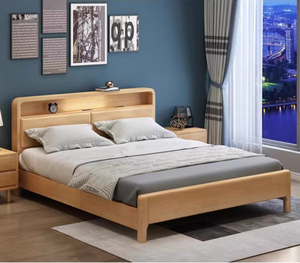 现代简约木质1.8米特大床夜灯经济型储物软靠背选项1.5米1.2米双人床传统 - Product Image 3