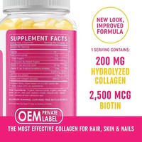 Gummies de collagène OEM pour éclaircir la peau, embellir et lutter contre le vieillissement, compléments efficaces avec vitamines C et E