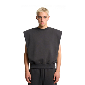 XUFEI T-shirt sans manches brodé <span class=keywords><strong>avec</strong></span> logo personnalisé, design original, coupe ample et carrée, 100% coton côtelé, débardeur pour homme - Product Image 3