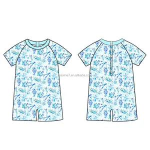 Roupa de banho infantil com estampa personalizada para bebês meninas, novidade em conjuntos de praia de verão, roupa de banho boutique sem mangas para meninas