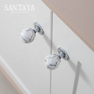 Santaya实心黄铜水晶拉手厨房橱柜拉手天然石材拉手衣柜梳妆台抽屉旋钮家具小旋钮 - Product Image 6