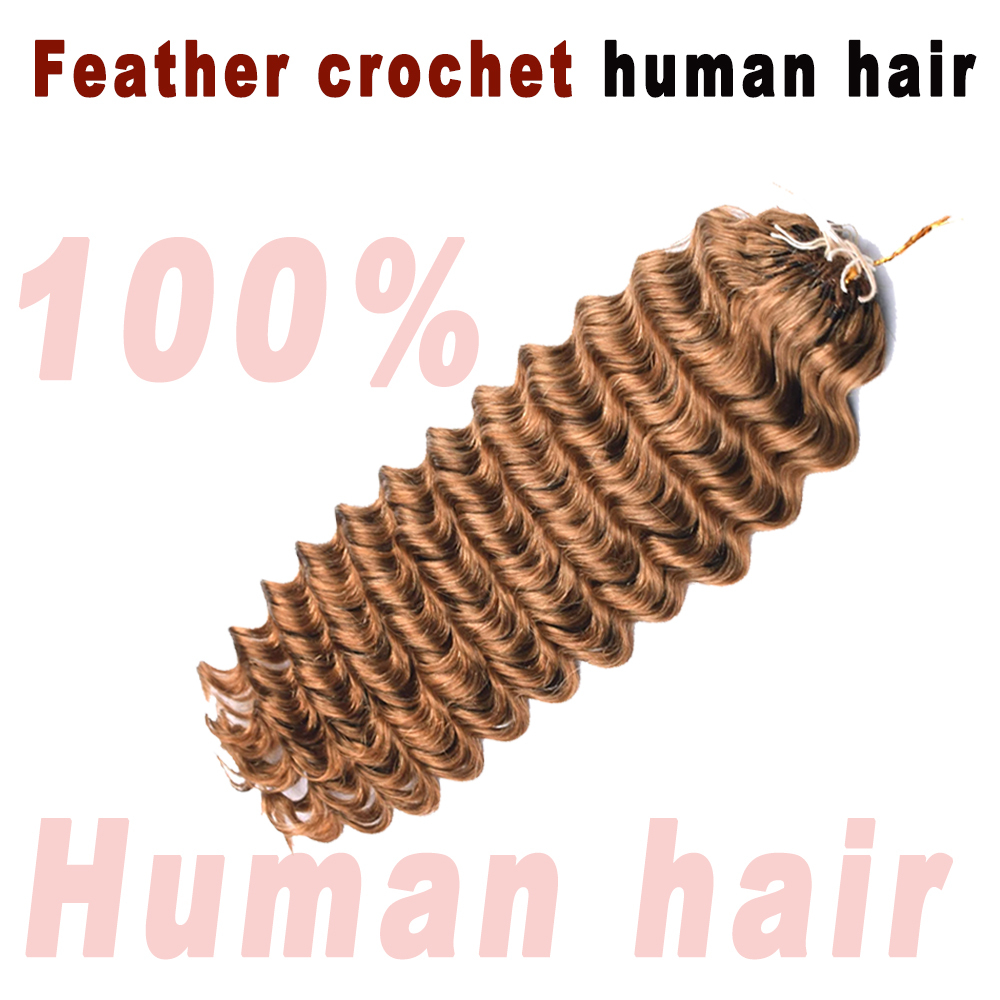 Vast Hair KAMA Feathered Crochet Hair 27 Honey Blonde Deep Wave Raw Braiding Human Hair Bundles No Weft Pre-Looped Crochet Hair Extensions thumbnail 1