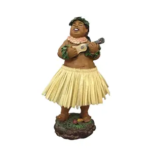 Peças de decoração de carro de resina, estatueta de boneca hula girl