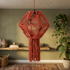 Modern Handwoven Paper <b>Rope</b> Pendant Lampshade E27 Hanging <b>Light</b> Cover Geometric Living Room Decor Housewarming Basantpriya - Product Image 2