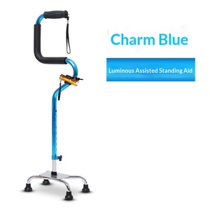 Aluminium-Klappgehstock für Senioren, große Vier-Ecken-Stabilität, blau, S-förmig, robust, langlebig, geeignet für Outdoor-Reisen und Spaziergänge - Product Image 5