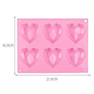 Machine à glaçons résistante à la chaleur 6 cavités en forme de coeur Silicone Cupcake moule cuisson <span class=keywords><strong>Mousse</strong></span> gâteau moule Muffin Pan - Product Image 3