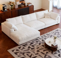 Nordisches Modernes Luxus-Sofa-Set aus Weißem Leinen, 2-3-Sitzer Quadratisches Modulares Waschbares Umweltfreundliches Apartment-Sofa