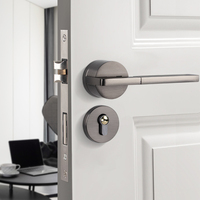 Poignée de porte moderne de luxe en alliage de zinc avec serrure et clés, installation facile, quincaillerie intérieure pour appartement et bureau
