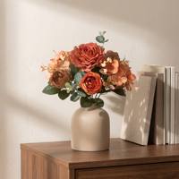 Bouquet de fleurs artificielles en soie européenne, pivoine, hortensia, 6 tiges, rose artificielle pour la décoration de la maison, mariage, centre de table