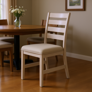 Sedia da pranzo in legno con seduta imbottita in tessuto, stile transizionale, per sala da pranzo, arredamento per la casa - Product Image 2