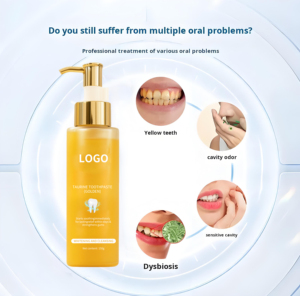 Taurine Adult <strong>Toothpaste</strong> - Fresh Breath, Teeth Whitening &amp; Stain Removal, Press-Type Dispenser, <strong>Gold</strong> Edition Bottle--OEM - Product Image 4