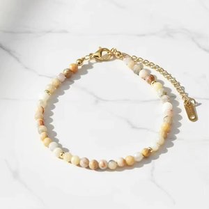 Pulsera de Acero Inoxidable con Baño de Oro PVD de 18k para Mujer, Cuentas de Piedras Preciosas Facetadas de 4mm, Joyería Minimalista de Cristal Curativo, Jade al por Mayor - Product Image 2