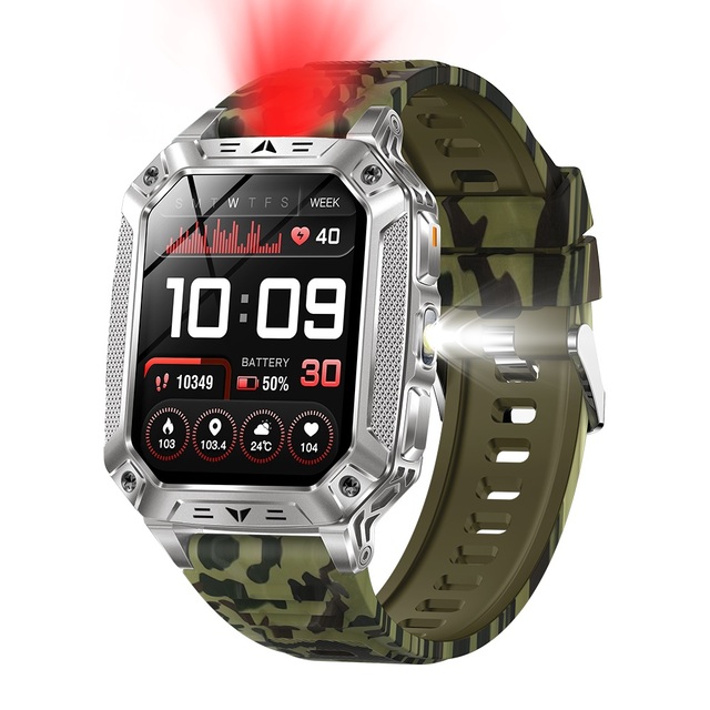AK86 Smartwatch with 1400mAh Large Battery BT Call IP68 Waterproof Fitness Tracker for Men Heart Rate Monitor 100+ Sports Modes