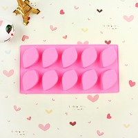 Moule à gâteau en silicone avec 10 cavités en forme de feuille, pour savon, pudding, glaçons, plâtre, facile à nettoyer, outils de pâtisserie