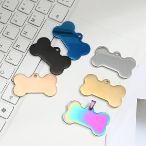 Оптовая продажа, персонализированные бирки для собак из нержавеющей стали, пользовательские лазерные гравированные бирки для домашних животных, дизайн костей, полированная техника для сувениров - Product Image 1