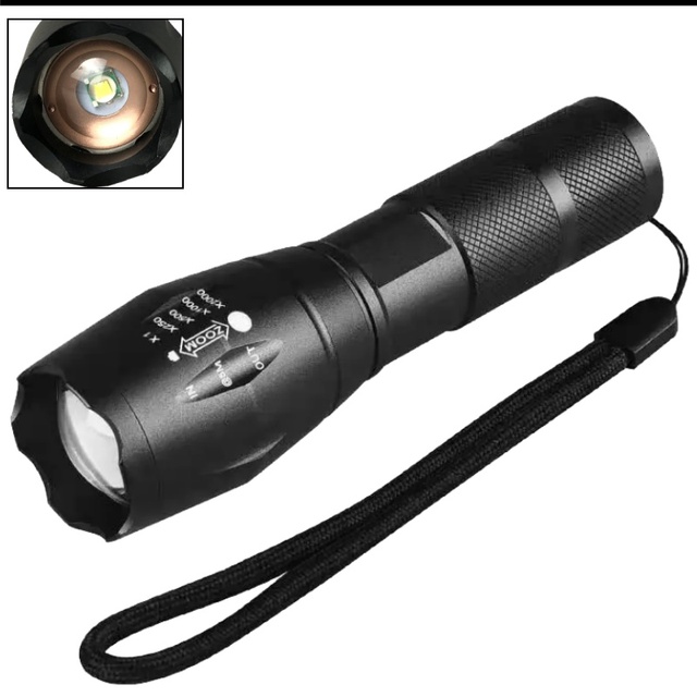 High Power Ultra-Bright 1000 Lumen Zoomable Aluminium Tactical Flashlight Rechargeable Battery T6 LED Flash Light & Torch Lamp