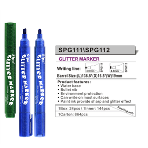 Marqueur à paillettes à base <span class=keywords><strong>d</strong></span>'eau pour papier, pointe ronde SPG111 / pointe biseautée SPG112, <span class=keywords><strong>10</strong></span> couleurs vives permanentes, pour le bricolage - Product Image 4