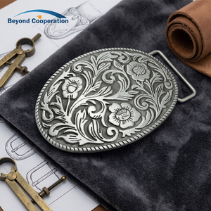 Fibbia per <span class=keywords><strong>cintura</strong></span> western 3D in argento antico pressofuso, stile vintage cowboy, con aquila floreale e turchese celtico, 40mm, da <span class=keywords><strong>uomo</strong></span>, stili assortiti, all'ingrosso - Product Image 1