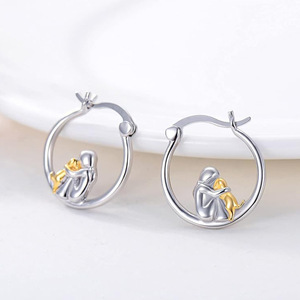 Orecchini a Cerchio Smaltati a Forma di Cane Carino per Donne, Gioielli alla Moda e Trendy - Product Image 5
