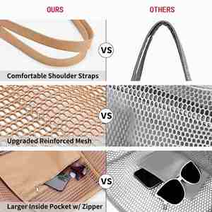 Bolso de Hombro de Malla de Moda, Bolso de Almacenamiento para Ropa de Natación para Mujer, Bolso de Playa de Malla Plegable de Verano - Product Image 5
