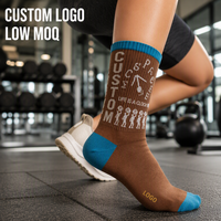 Chaussettes de sport à motif créatif « La vie est un horloge » avec logo personnalisé et bordure turquoise pour le yoga, le Pilates et la gym