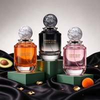 Flacon de parfum de luxe en verre noir mat à fond rond 50ml 100ml vide avec col serti, bouchon en résine blanche et boîte tube