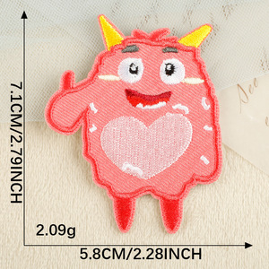 Patchs mignons de monstres de dessin animé brodés colorés en tissu sergé de haute qualité, autocollants pour vêtements et pantalons d'enfants - Product Image 4