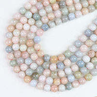 Perles de pierres précieuses en vrac en stock, perles de morganite naturelle pour la fabrication de bijoux 4mm 6mm 8mm 10mm