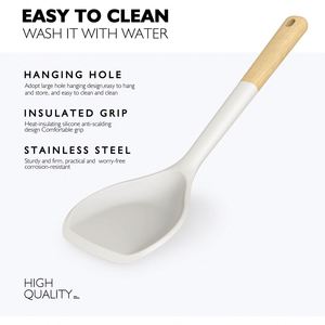 Espátula de Silicona con Mango de Madera Blanco Crema, Ecológica, Antiadherente, Apta para Lavavajillas, Utensilios de Cocina, Herramientas de Cocina, OEM ODM - Product Image 3