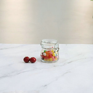 Groothandel brede mond glazen voorraadpotten glazen bewaardozen voor jam, gelei, droge voedingsmiddelen met luchtdichte roestvrijstalen klemdeksel - Product Image 4