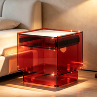 Table de chevet en acrylique avec tiroir, table d'appoint transparente moderne pour chambre à coucher